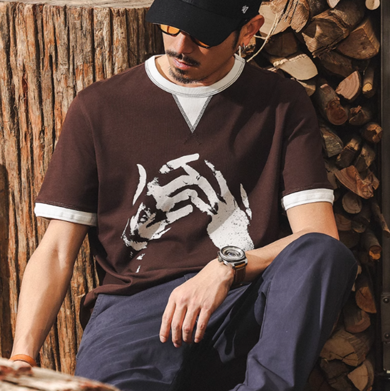 American Retro Fake Two-Piece Tee V0574