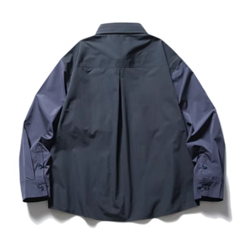 Retro Street Style Color-Blocked Work Shirt V0547