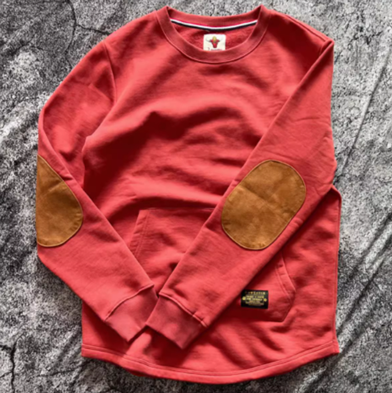 Retro suede patch sweatshirt V0430