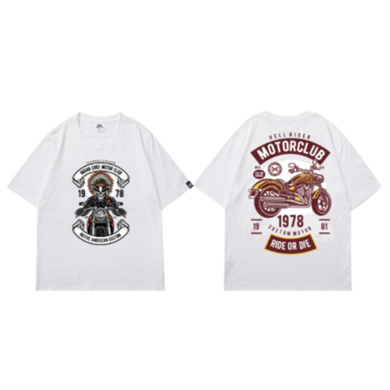 Skull Print Biker T-Shirt V0950