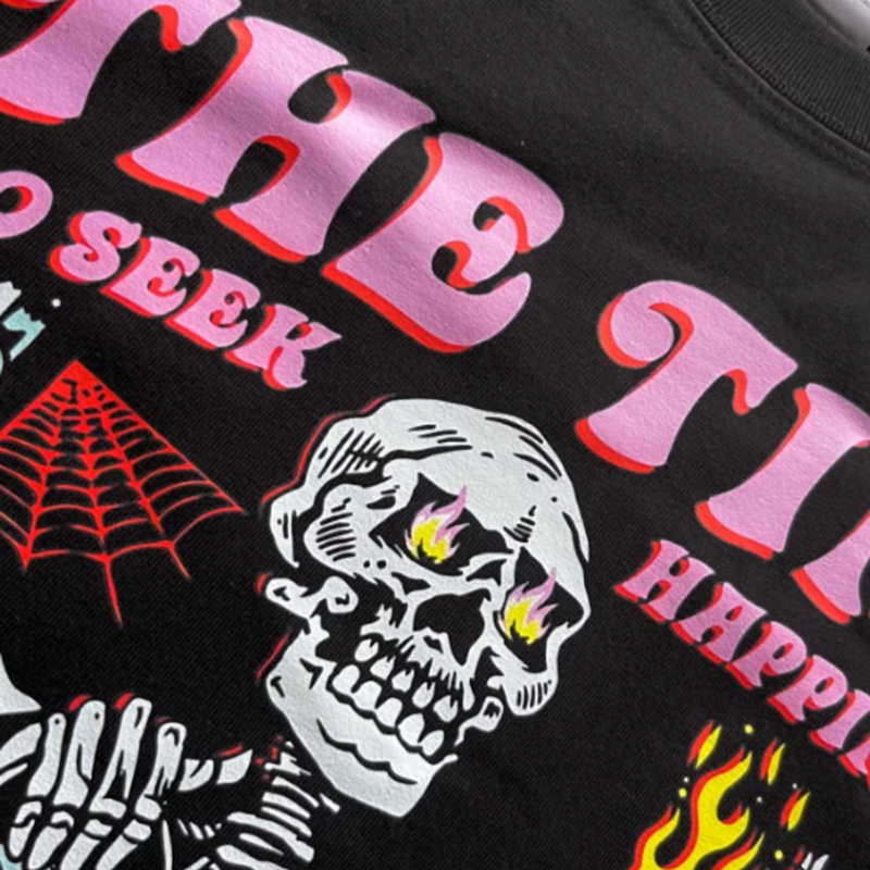 Front skull print T-shirt V0498