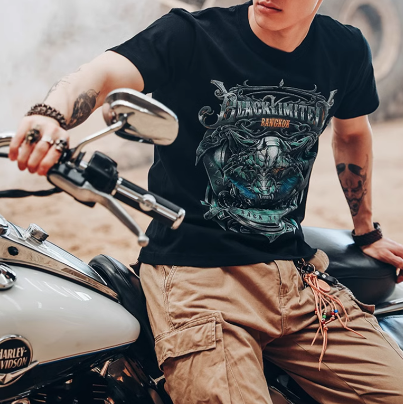 Metal dragon pattern print T-shirt V0040