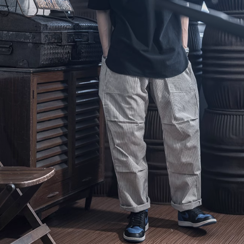 Casual Striped Work Pants V0418