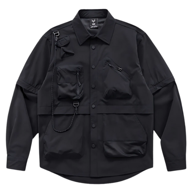 Shoulder Strap Multi-Pocket Shirt V0211