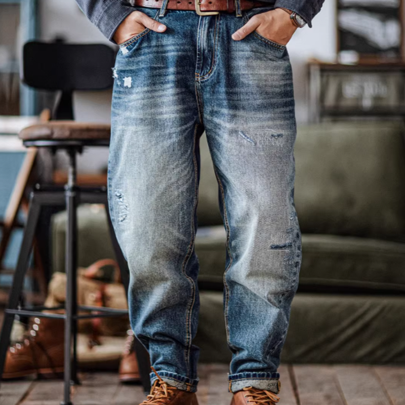Washed distressed retro denim V0482