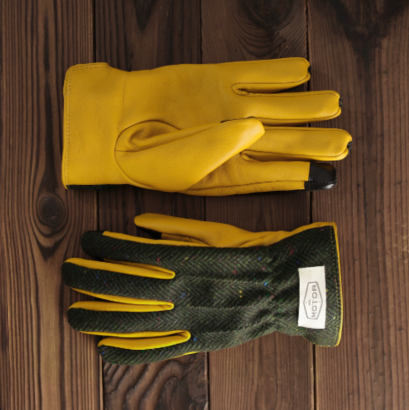 Wool & Leather Touchscreen Biker Gloves V0799