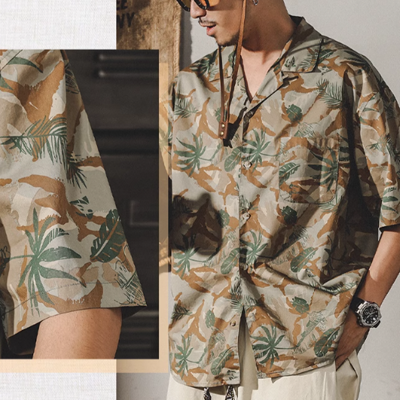 Cuban collar aloha shirt V0047