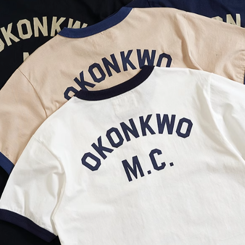 American retro bike logo T-shirt V0501