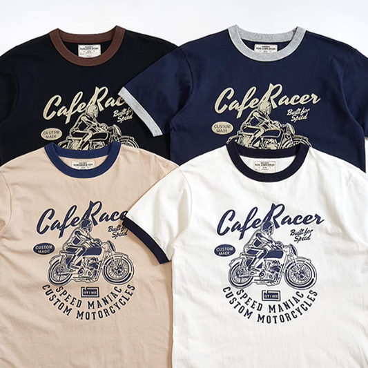 American retro bike logo T-shirt V0501