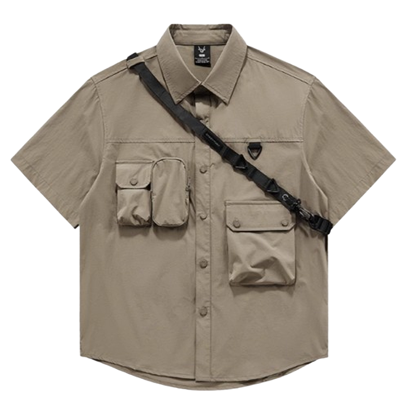 Multi-pocket strap shirt V0506