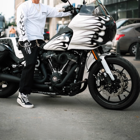 Fire pattern print long sleeve T-shirt V0097