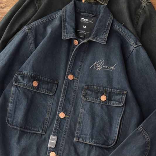 American retro denim work jacket V0385