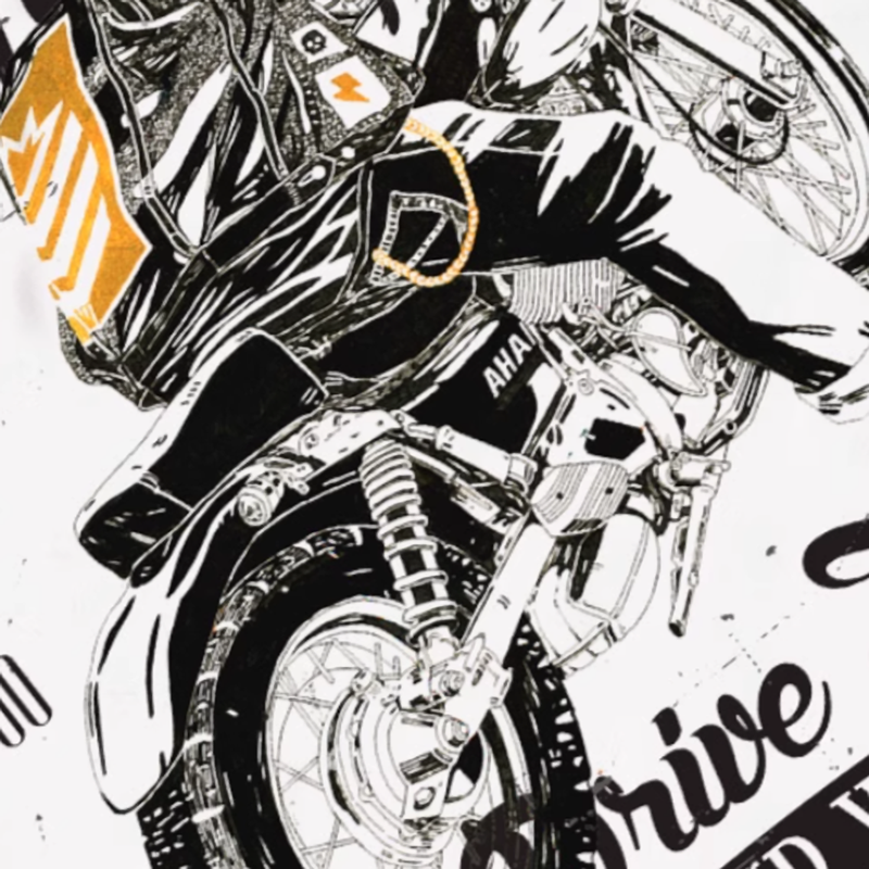 American Vintage Retro Biker Tee V0573
