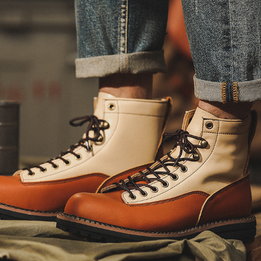 Retro Cowhide Work Boots V0795