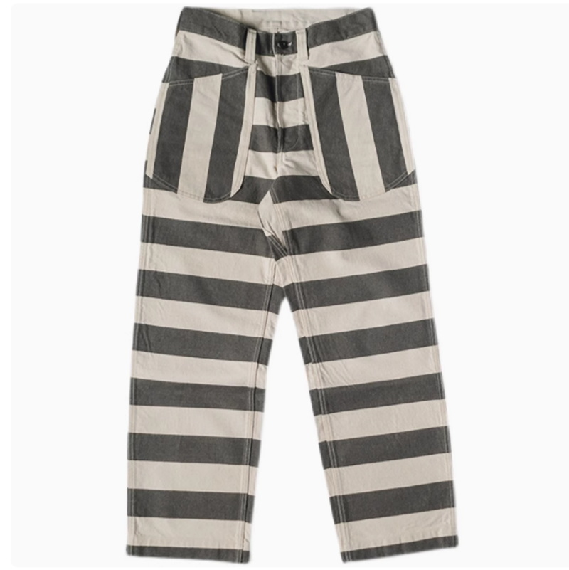 Striped Biker Prisoner Pants V0416