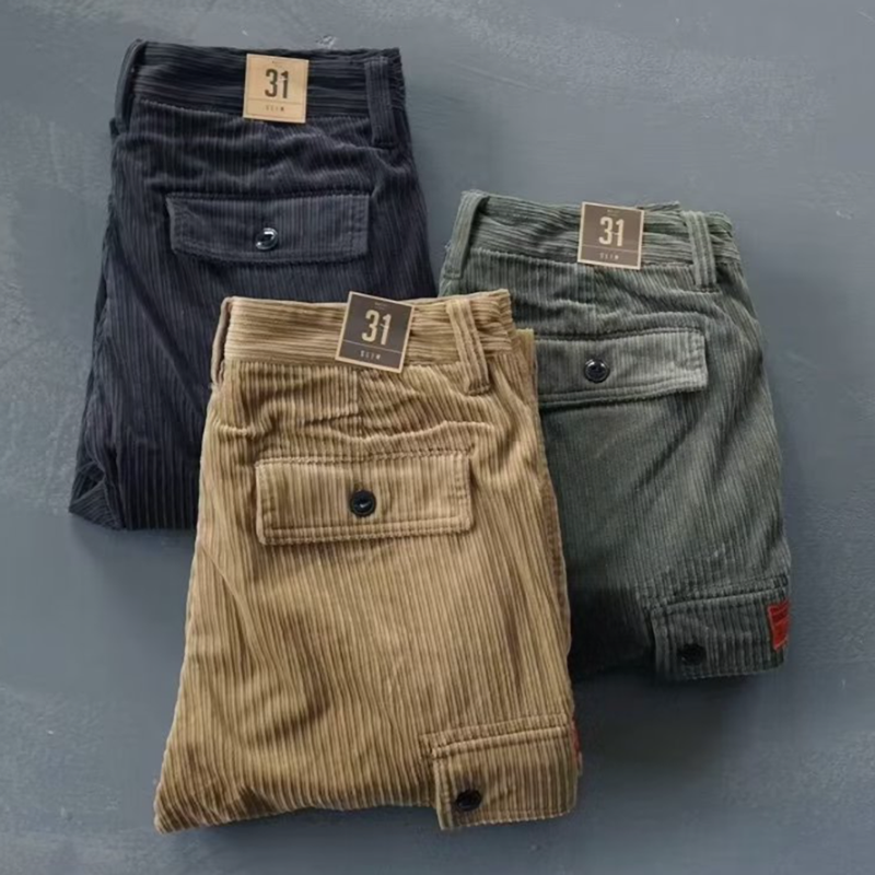 Corduroy Cargo Jogger Pants V0484