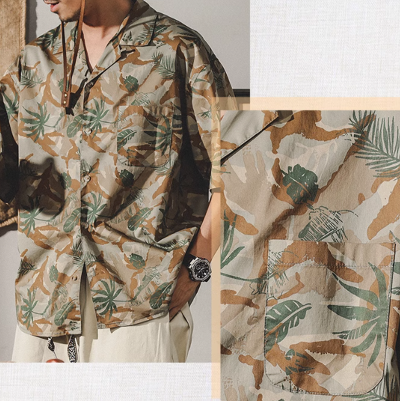 Cuban collar aloha shirt V0047