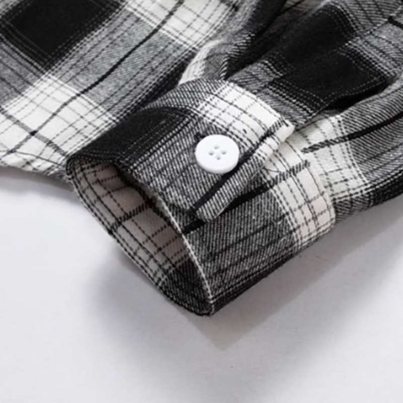 Retro Plaid Long-Sleeve Unisex Shirt V0545