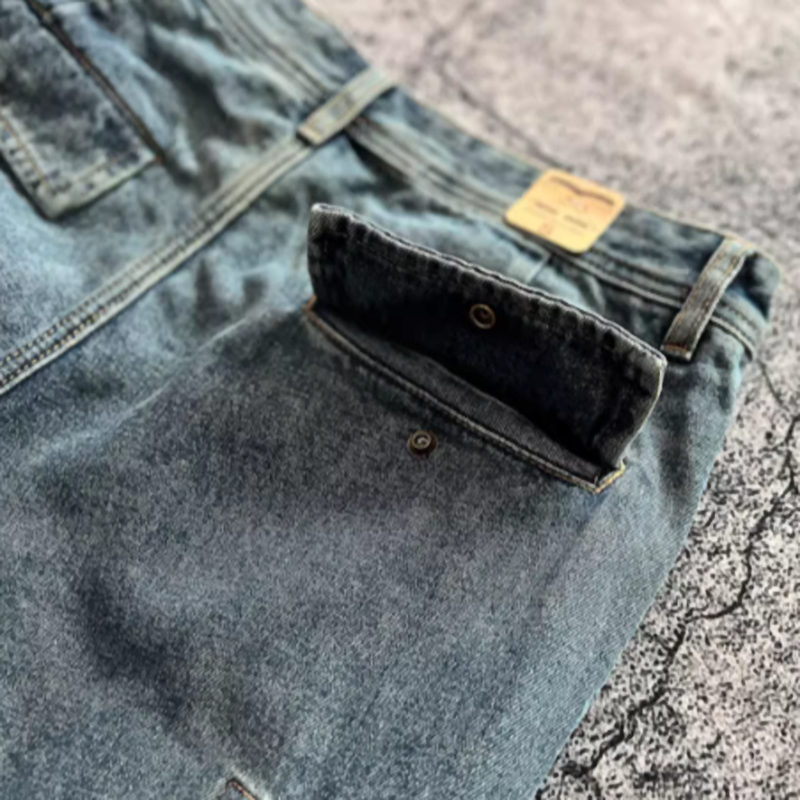 Stonewashed jogger denim pants V0523