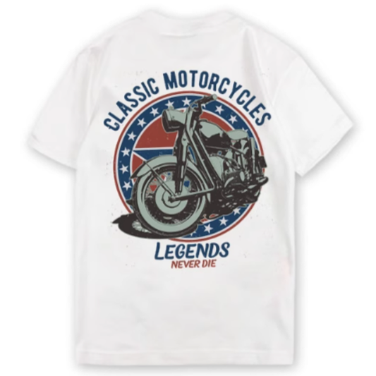 Retro Motorcycle Print Biker Tee V0759