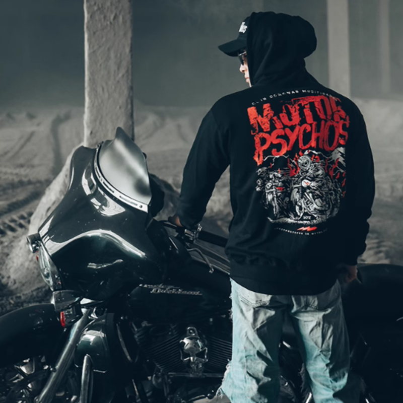 American punk biker zip-up hoodie V0062