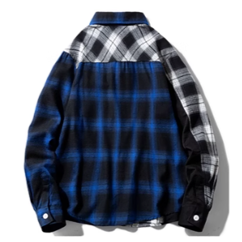 Retro Plaid Long-Sleeve Unisex Shirt V0545