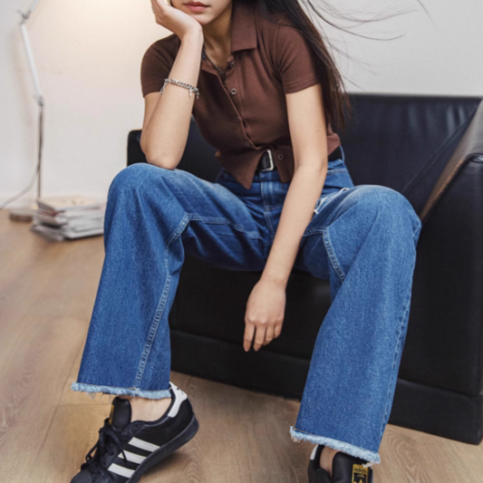 Retro Denim Drape Pants V0637