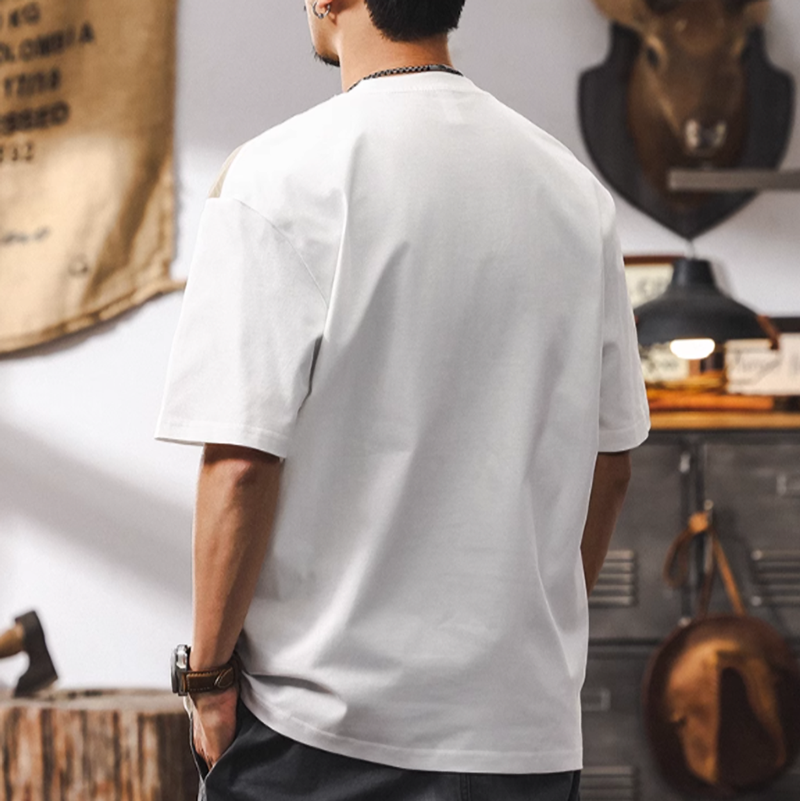 American Retro Bicolor Stitch Tee V0577