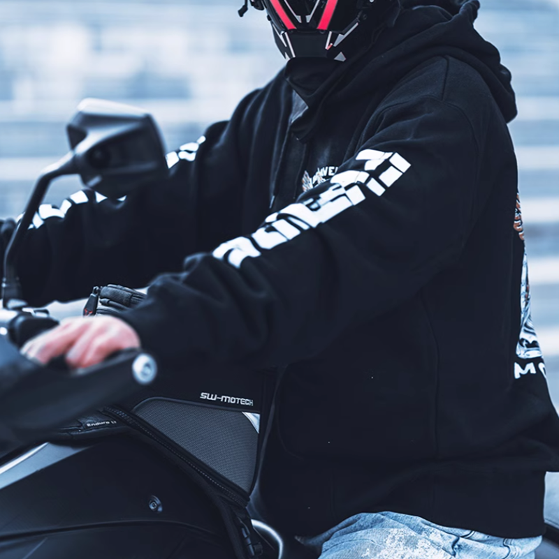 Biker skull print hoodie V0070