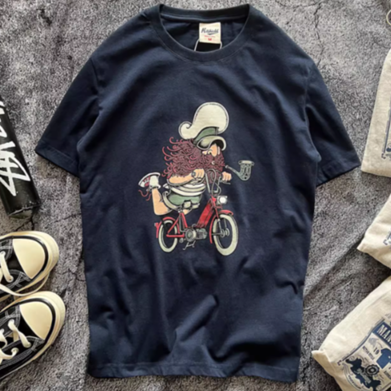 Old man on a bicycle T-shirt V0529
