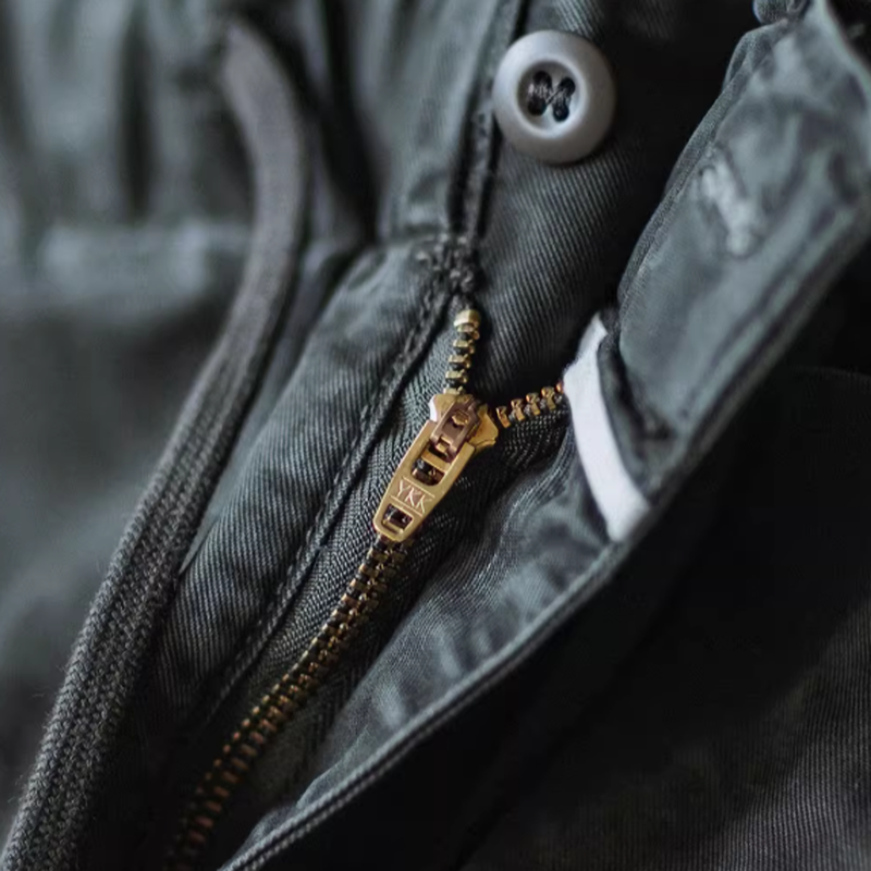 Multi-pocket washed wide pants V0520