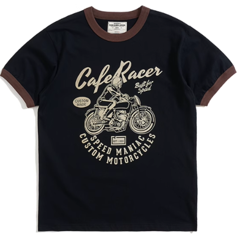 American retro bike logo T-shirt V0501
