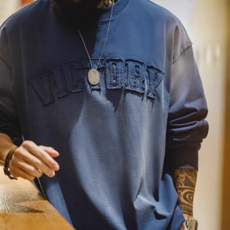 American retro washed long T-shirt V0509