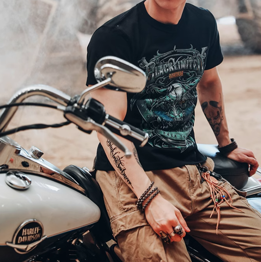 Metal dragon pattern print T-shirt V0040