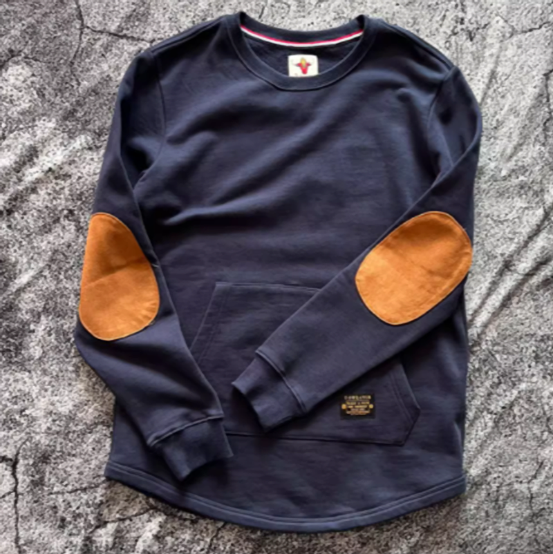 Retro suede patch sweatshirt V0430