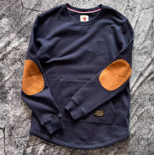 Retro suede patch sweatshirt V0430