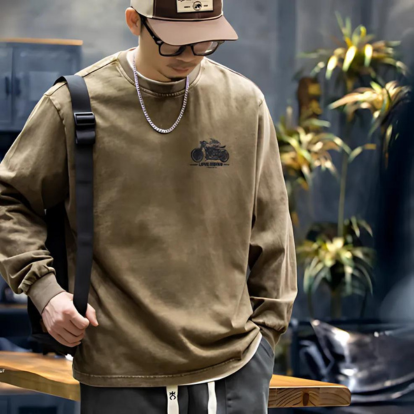 Back Bike Print long sleeve T-shirt V0205