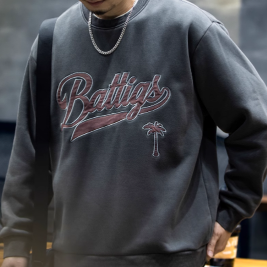 Fleece-lined retro logo sweatshirt V0203