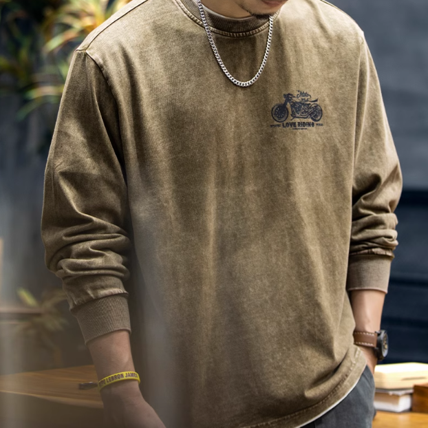 Back Bike Print long sleeve T-shirt V0205