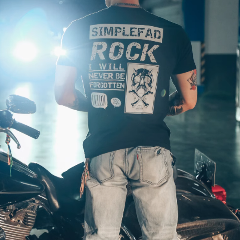 Rock Print Short T-Shirt V0002