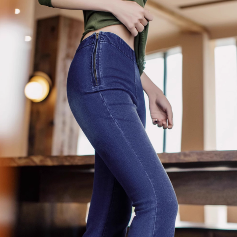 Vintage Side-Zip Wide-Leg Jeans V0644