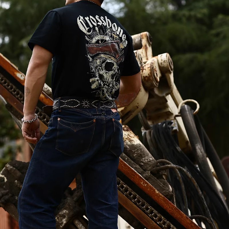 Skeleton Pirate Print T-Shirt V0012