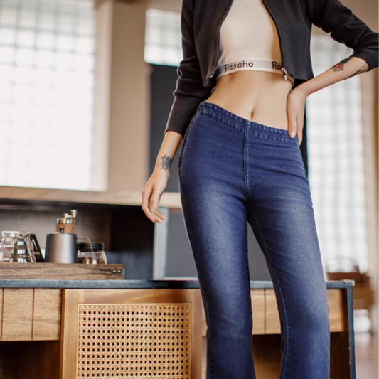 Vintage Side-Zip Wide-Leg Jeans V0644