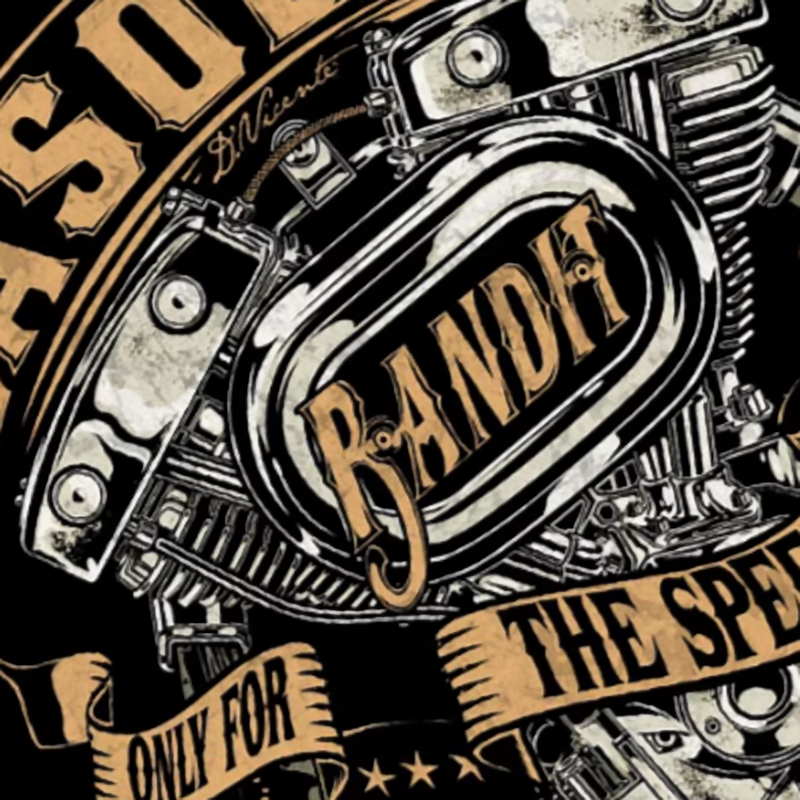 Bike engine logo print T-shirt V0507