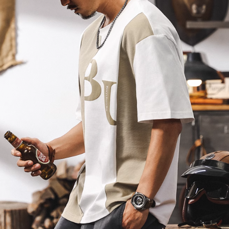 American Retro Bicolor Stitch Tee V0577