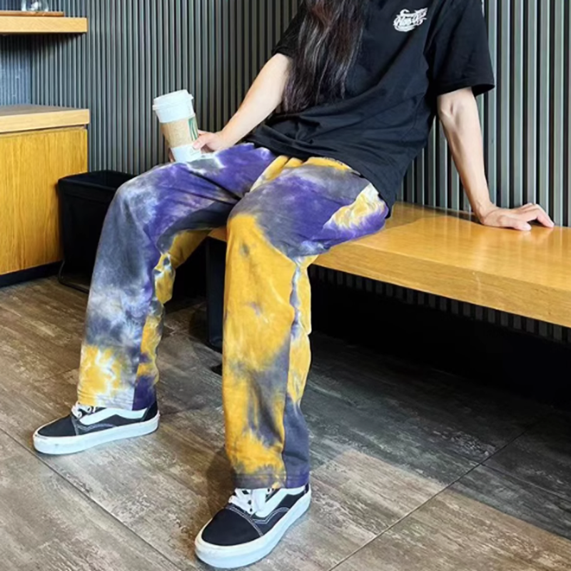 Street tie-dye loose pants V0470