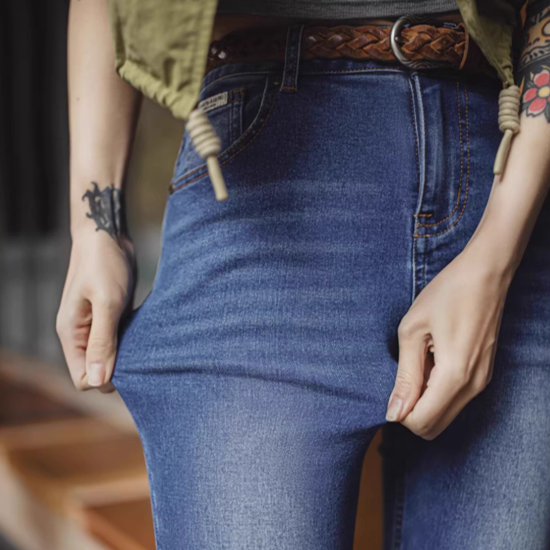 Vintage Blue Slim Flare Jeans V0641