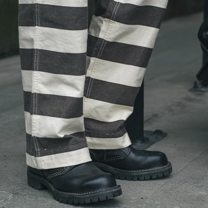 Striped Biker Prisoner Pants V0416