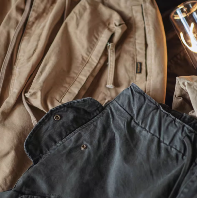 Multi-pocket washed wide pants V0520