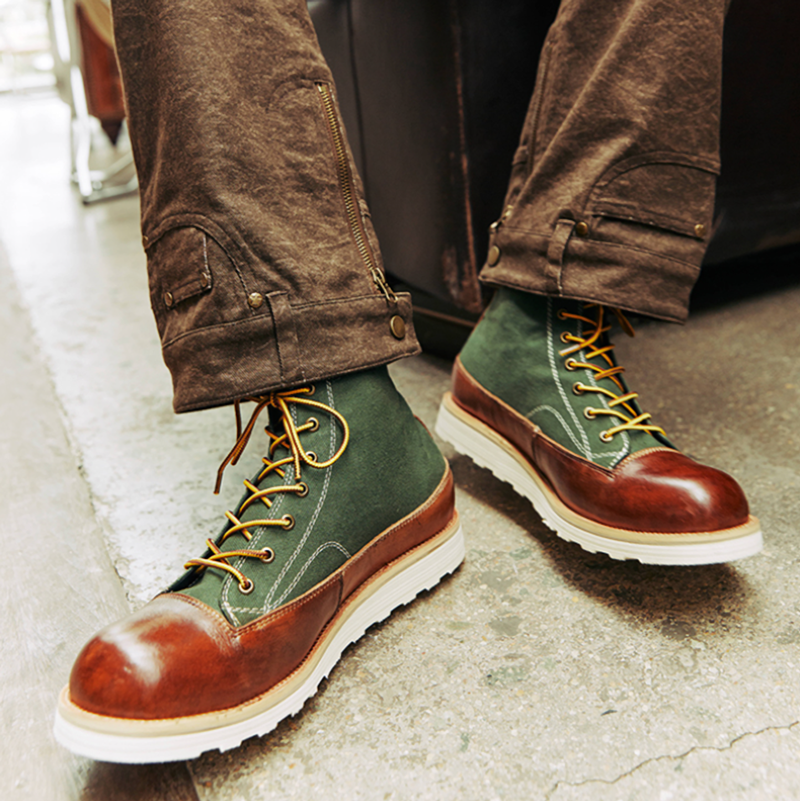 Retro Leather Biker Boots V0803